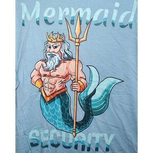 MERMAID SECURITY Blue T shirt 2XL Triton Poseidon